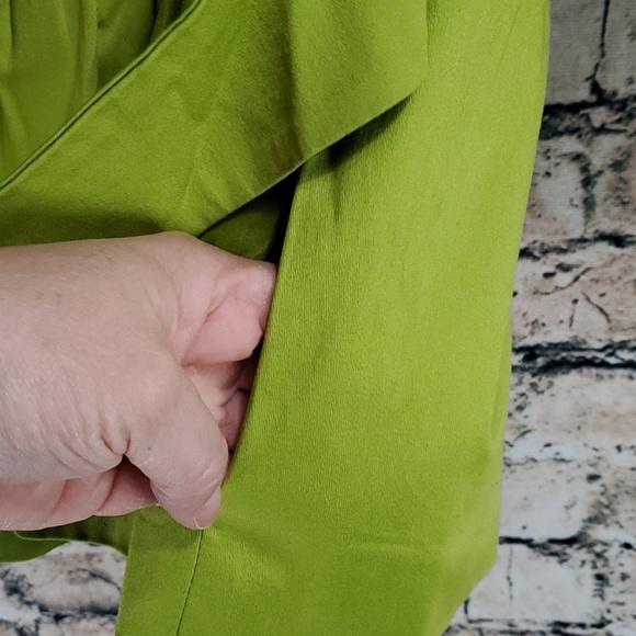 Luii Anthropologie | Lime Green Tie-Front Career Wear Belted Jacket - Picture 7 of 9